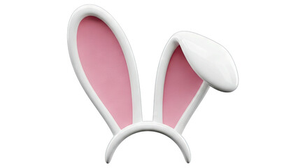 White Bunny Ears Headband With Pink Interior Realistic 3D Render Isolated On Transparent Background For Easter Celebration