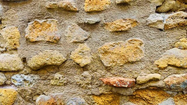 Historical Ancient Interlocking Stone Wall Background Texture Footage.