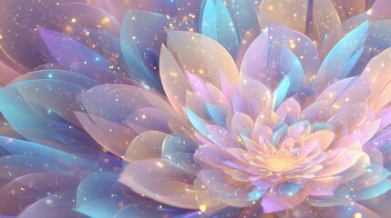Fototapeta premium Ethereal Abstract Flower with Soft Pastel Colors and Glittering Effects