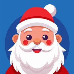 Santa Claus Face Portrait with Red Hat and White Beard