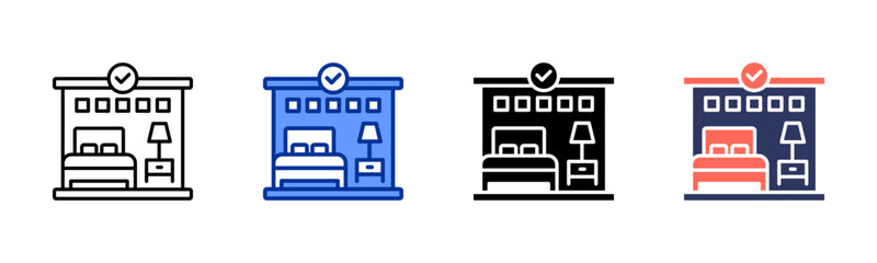 Hotel icon set multiple style collection