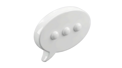 3D White Speech Bubble Icon Representing Communication And Conversation On Transparent Background