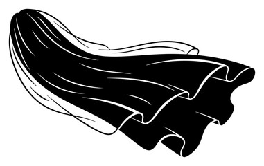 Black Superhero Cape or Flowing Fabric Waving in the Wind Vector Illustration
