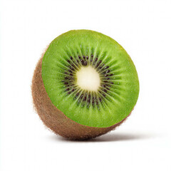 Close-up of a ripe kiwi showing detailed textures, vivid green color, and radial seed pattern. Ideal for wellness ads, superfood concepts, and fresh ingredient photography.