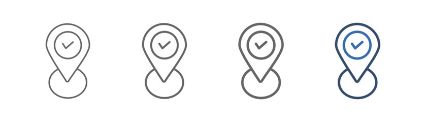
outline icon set placeholder with location and check mark design