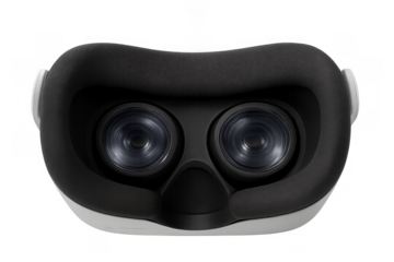 Virtual reality headset with immersive lenses for metaverse experience and future technology on transparent background