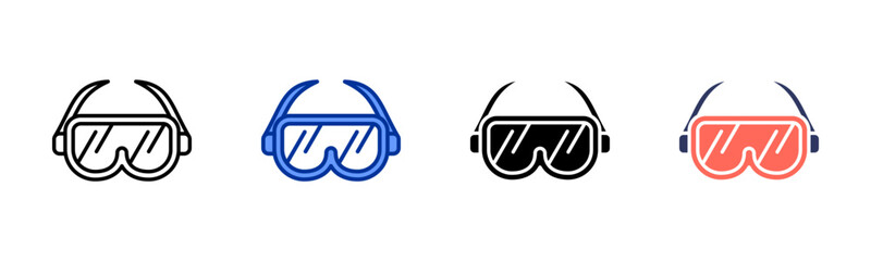 Safety Goggles icon set multiple style collection