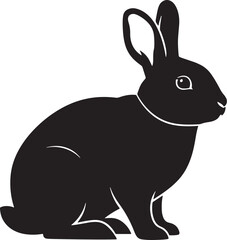 Black rabbit silhouette leaping forward, minimal vector design.