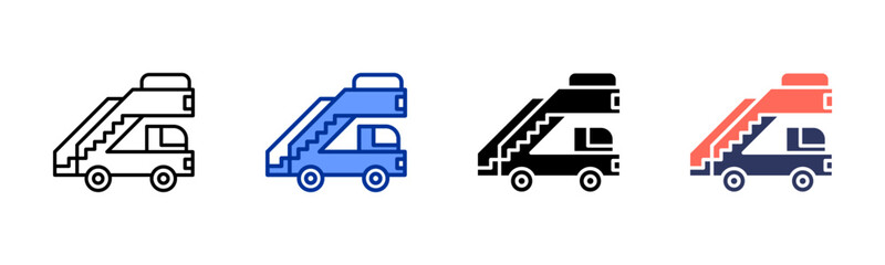 Stair Truck icon set multiple style collection