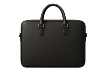 Black leather briefcase displaying professional business style and executive accessory for corporate design, isolated