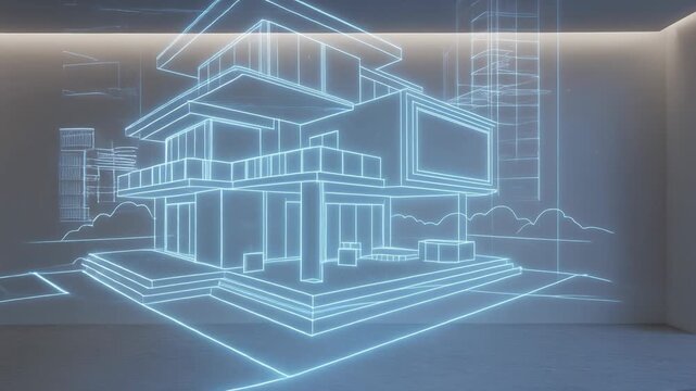 Architectural Blueprint Modern Home Design Visualization