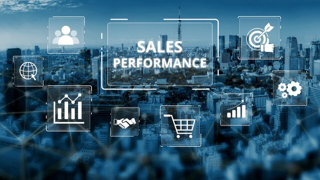 Digital sales performance dashboard showing sales performance metrics, performance trends, sales performance analytics, and sales improvement in business context. Muxer - Powered by Adobe