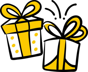 Hand-Drawn Doodle Gift Boxes with Ribbons and Bows