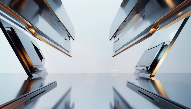 Modern architecture design showcasing symmetry and clean lines, perfect for technology, innovation, or futuristic concepts and visual presentations elegantly