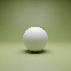 Glossy White Orb on a Muted Green Surface - Minimalist Still Life