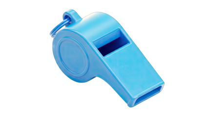 A Bright Blue Plastic Whistle Object Isolated On A Clean White Background Studio Shot With No Distractions A Simple Essential Tool For Signals And Commands