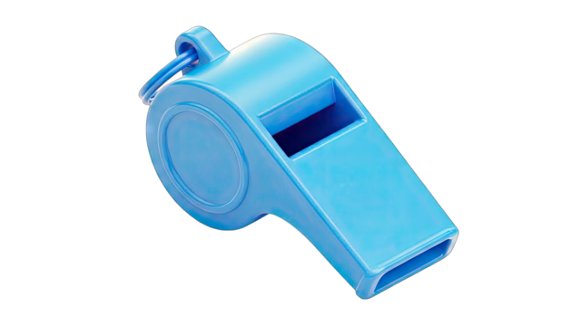 A Bright Blue Plastic Whistle Object Isolated On A Clean White Background Studio Shot With No Distractions A Simple Essential Tool For Signals And Commands