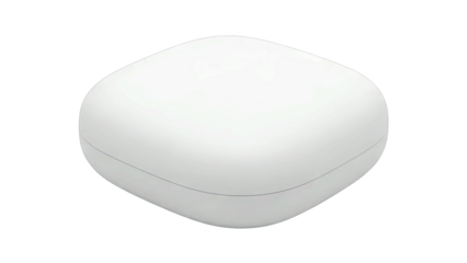 A Clean White Rounded Square Electronic Device with Subtle Dot Pattern Detail Isolated on a Transparent Background
