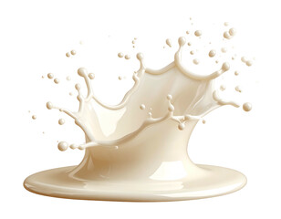 White creamy liquid splashing upwards into a crown and droplets