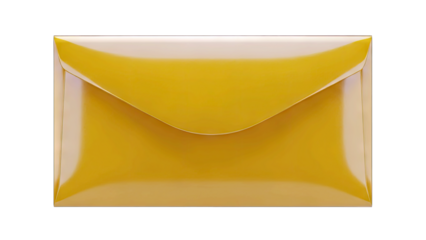 A Vibrant Yellow Envelope Isolated on a Pure White Background Captured in a Studio Shot Showcasing its Sleek Design and Glossy Texture Ideal for Mail and Communication Concepts
