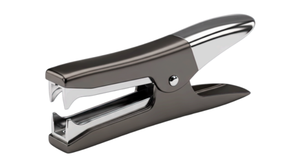 A Metal Staple Remover with Silver Accents on a Clean Isolated White Background Ideal for Office and Business Use