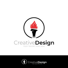 modern torch logo design vector with flat style in black and red color