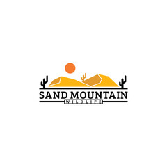 modern sand mountain, wild west, desert logo design vector with line flat in black and yellow color