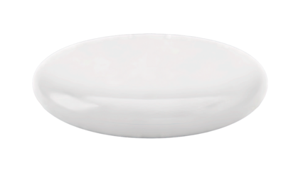 A Single White Oval Shaped Pill With A Smooth Reflective Surface Isolated On A Transparent Background With Subtle Shadowing Highlighting Its Form And Texture