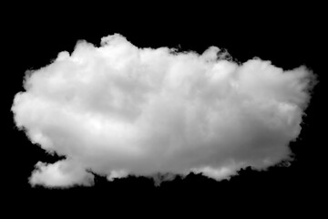 High-quality isolated white cloud on a black background, offering a clean cutout with soft textures for digital art graphic design, and creative compositing in professional visual projects.