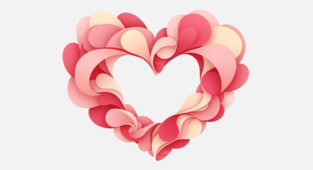 Floral Paper-Style Heart Shape Illustration