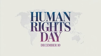 Human Rights Day background. Typography text with December 10 date on world map illustration.
