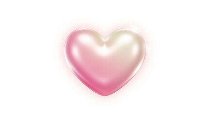 Fototapeta premium Glossy Pearl Pink Heart on White Background