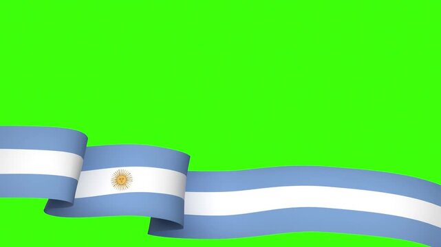Waving Argentina Flag Ribbon on greenscreen background