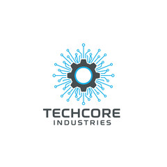 Fototapeta premium Techcore Industries Digital Gear and Circuit Technology Logo