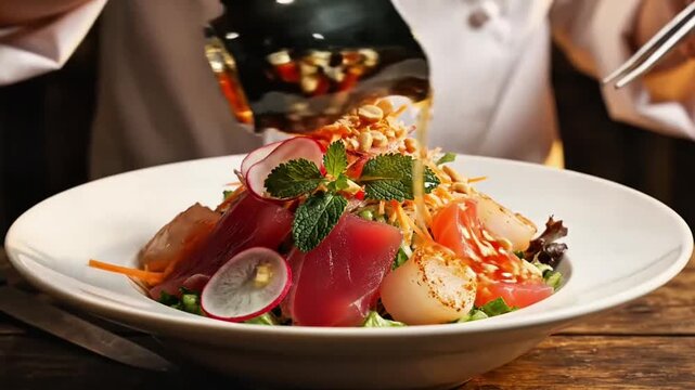Fusion sashimi with bright Southeast Asian acidity