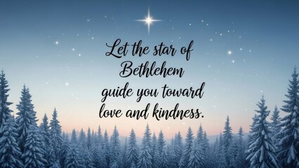 Star of Bethlehem illuminating a snowy forest landscape with a spiritual message for Christmas and Epiphany.