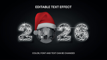 new year editable text effect with mirror ball texture for new year dj party