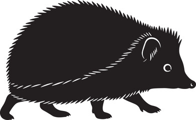Minimalist black silhouette illustration of a hedgehog creature.