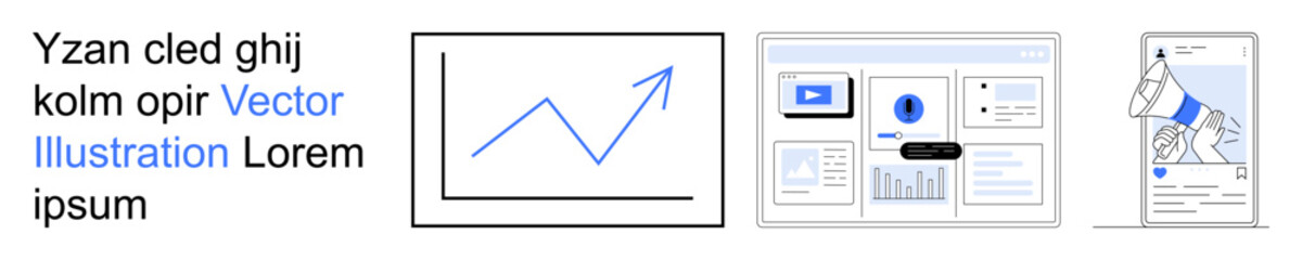 Data visualization, AI advancements, modern analytics, business presentations, digital innovation, technology interfaces. Line chart, dashboard AI design example. Data visualization and AI