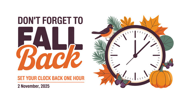 A graphic design illustration promoting daylight saving time change.