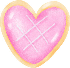 Sweet Pink Heart Sugar Cookie Illustration