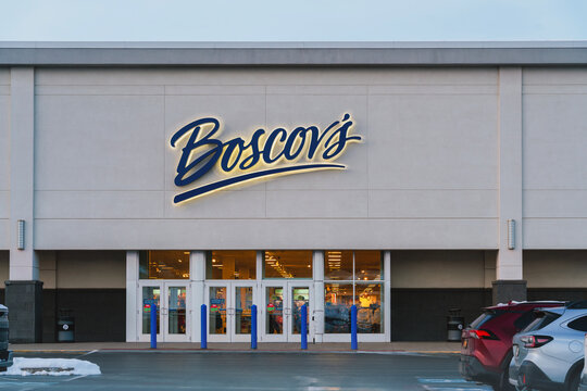 New Hartford, NY - Nov 27, 2025: Close-up view of Boscov&rsquo;s department store&mdash;Sangertown Square Mall location, showcasing seasonal retail access and holiday shopping