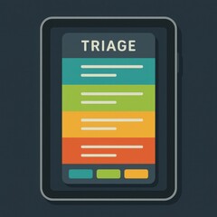 Triage utility interface showcasing a modern digital tablet displaying color coded priority categories for efficient patient management and health assessment processes
