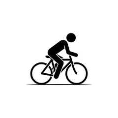 Obraz premium Silhouette of a cyclist riding a bicycle on a white background.