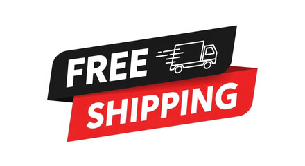 Free Shipping Banner with Truck Icon - A promotional graphic indicating complimentary delivery services for customers