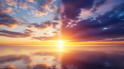 Fototapeta premium “Twin Sun Sky: Aesthetic Sunrise and Sunset in One Frame”