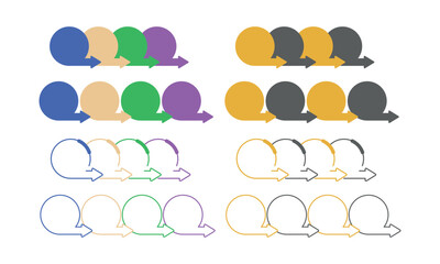 吹き出し矢印のワークフローイラスト &ndash; プロセス・コミュニケーション図解