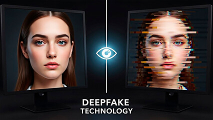 Deepfake technology concept and security issue about digital manipulation.