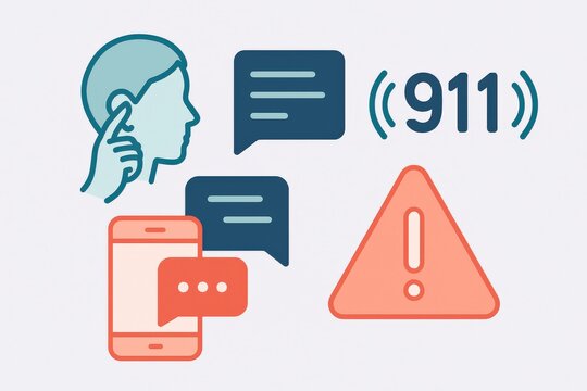 Digital communication in urgent situations highlighting emergency contact protocols symbolized by phone interaction alert icons and emergency messaging engagement