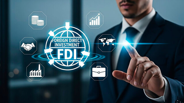 Foreign direct investment with businessman, perfect for illustrating the concept of business.